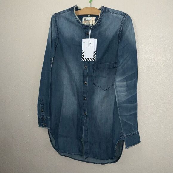 Sandrine Rose x Free People Chambray Button Up Top size XS NEW - Picture 6 of 7